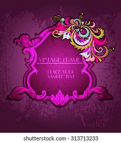 Vintage floral frame. Element for design.