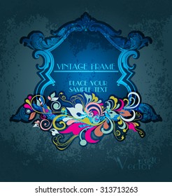 Vintage floral frame. Element for design.