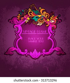 Vintage floral frame. Element for design.