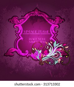 Vintage floral frame. Element for design.