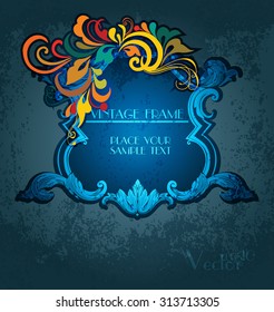 Vintage floral frame. Element for design.
