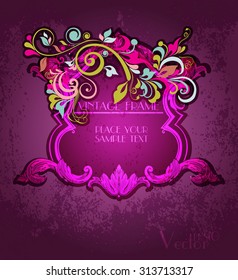 Vintage floral frame. Element for design.