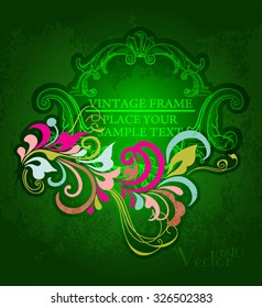 Vintage floral frame. Element for design.