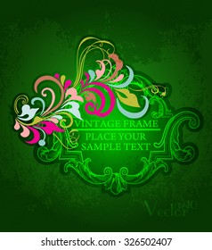 Vintage floral frame. Element for design.