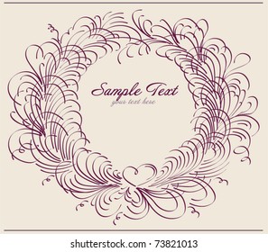 Vintage floral frame made of stroke lines