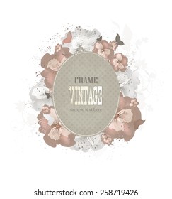 Vintage Floral Frame On A White Background