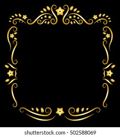 Vintage floral frame ornament. Swirl with leaves and flowers motives. Vector illustration