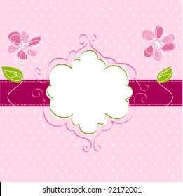 vintage floral frame and pink background