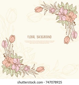 Vintage floral frame with place for text