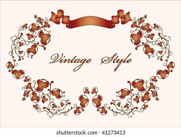vintage floral frame with ribbon