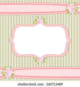 Vintage floral frame with roses in shabby chic style