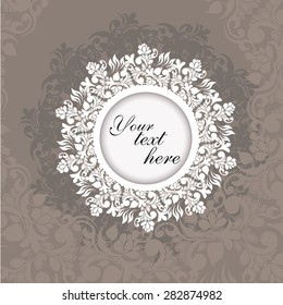 Vintage floral frame round. Vector
