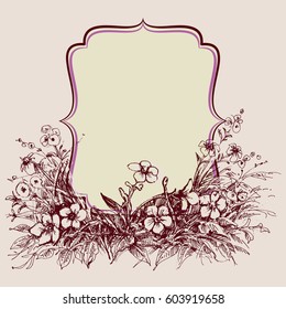 Vintage floral frame, space for text