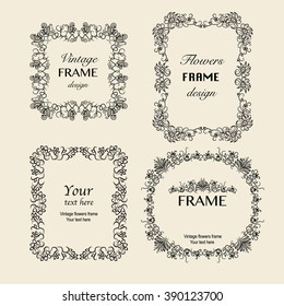 Vintage floral frames collection. Vector illustration