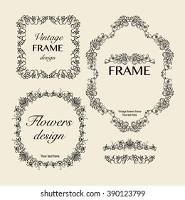 Vintage floral frames collection. Vector illustration