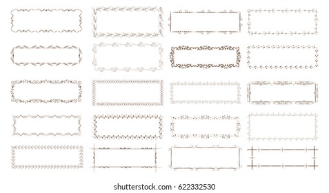 Vintage floral frames. Elements for decoration on white background.