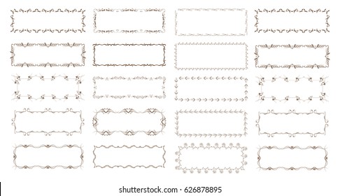Vintage floral frames. Elements for decoration on white background.