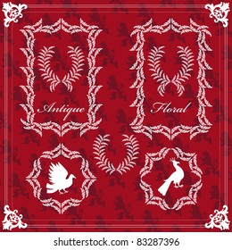 Vintage floral frames and elements illustration collection