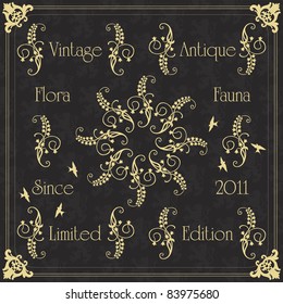Vintage floral frames and elements illustration collection