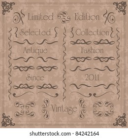 Vintage floral frames and elements illustration collection