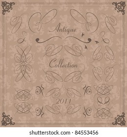 Vintage floral frames and elements illustration collection