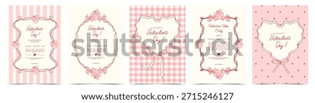 Vintage floral frames, rose borders and ribbon heart frames. Romantic coquette template for Valentine’s Day or  wedding celebration, invitation, greeting card, poster, branding, label