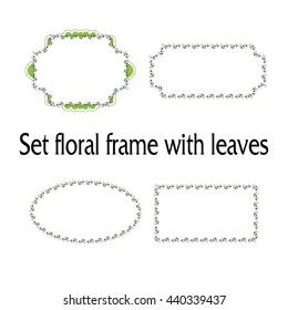Vintage floral frames set with brunches and leaves. Vector illustration for design packaging, label