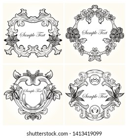 Vintage Floral Frames Vector Set 02