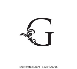 Vintage Floral G Letter Logo. Black G With Classy Leaves Shape design perfect for Boutique, Jewelry, Beauty Salon, Cosmetics, Spa, Hotel and Restaurant Logo. 