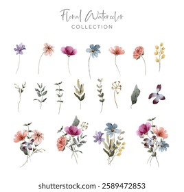 vintage floral garden watercolor collection