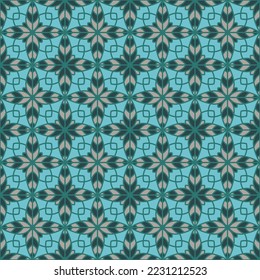 Vintage floral geometry seamless vector tile pattern. Organic geometric patchwork sample ornament. Abstract flower repeating tiling textile print. Scarf unisex trellis adornment motif