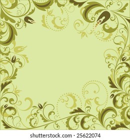 Vintage floral green frame