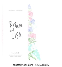 Vintage Floral Greeting Card in watercolor style.