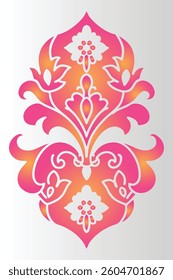 Vintage floral heart pattern vector art.