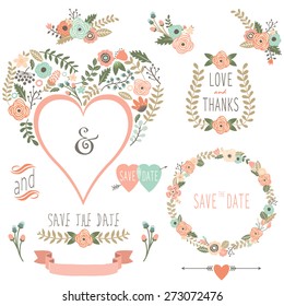 Vintage Floral Heart Shape Stock Vector (Royalty Free) 273072476