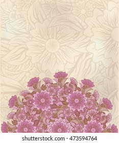 Vintage floral invitation card, vector illustration