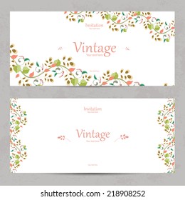 vintage floral invitation cards for your design