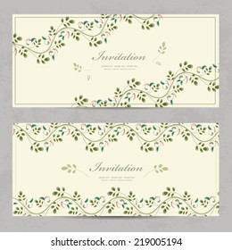 vintage floral invitation cards for your design