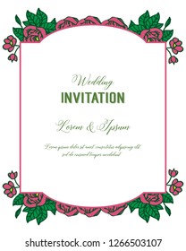 Vintage floral invitation template with hand drawn flowers vector art