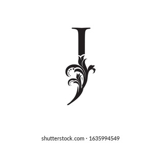 Vintage Floral J Letter Logo. Black J With Classy Leaves Shape design perfect for Boutique, Jewelry, Beauty Salon, Cosmetics, Spa, Hotel and Restaurant Logo. 