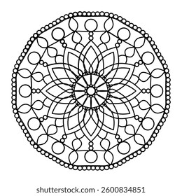 Vintage floral lace pattern with a round mandala design, Mandala for coloring book, round ornament, irregular floral shape decoration, oriental vector, stress therapy pattern, weave yoga vector logo d