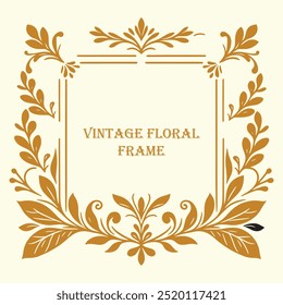 Vintage Floral Leaves Frame Featuring Ornamental Swirls for Elegant Invitations, Decorative Certificates, Luxurious Art Displays, and Classic Design Elements