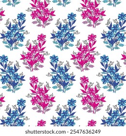 Vintage floral with leaves seamless allover pattern with abstract