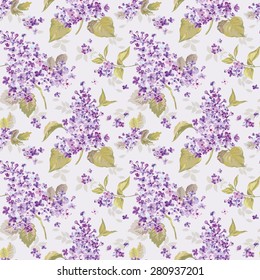 Vintage Floral Lilac Background - seamless pattern for design, print, scrapbook - in vector