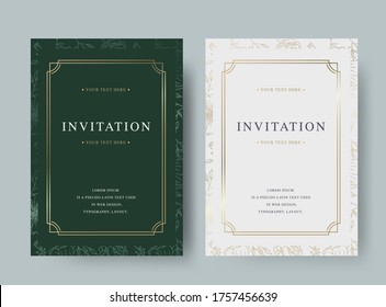 Vintage floral luxury vector invitation card template