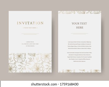 Vintage floral luxury vector invitation card template