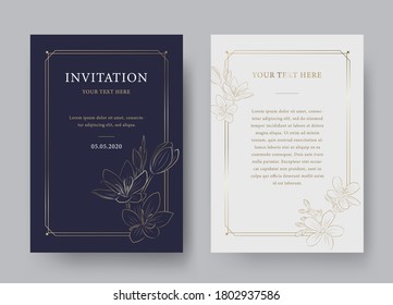 Plantilla de tarjeta de invitación vectorial de lujo floral vectorial vintage