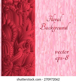 Vintage floral motif background. Ethnic ornament invitation card on the watercolor textures. Template pattern frame design for card. EPS-8 vector texture. 