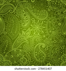 Vintage floral motif ethnic seamless background. Abstract lace pattern. Hand drawing colorful wallpaper. EPS-8 vector texture.