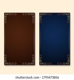Vintage floral ornament border, Hand drawn decorative element, vector illustration of gold floral frame with black background, design for page decoration cards, wedding, banner 